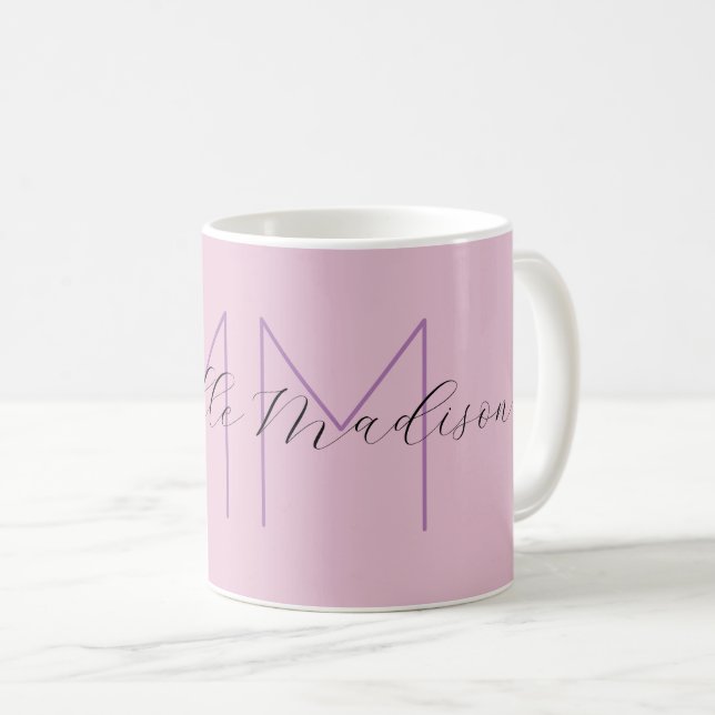 Monogram Modern Minimalist Name Initials Handwrite Coffee Mug (Front Right)