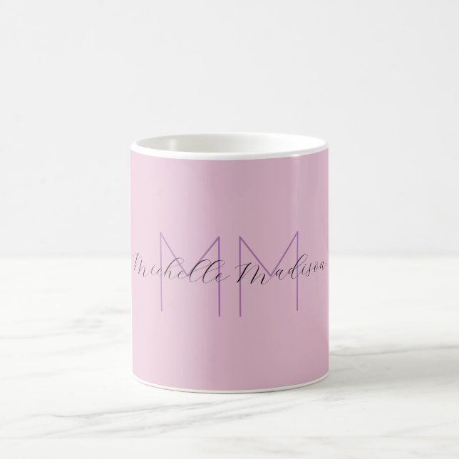 Monogram Modern Minimalist Name Initials Handwrite Coffee Mug (Center)