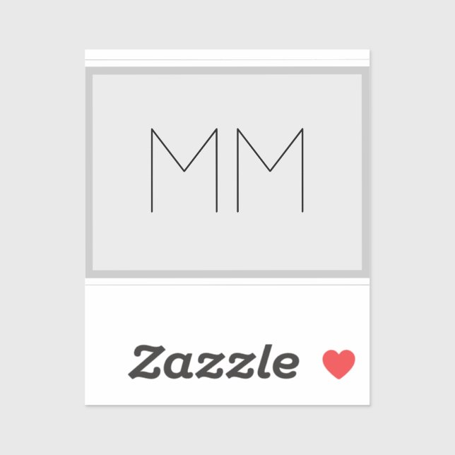 Monogram Modern Minimalist Name Initials Sticker (Sheet)