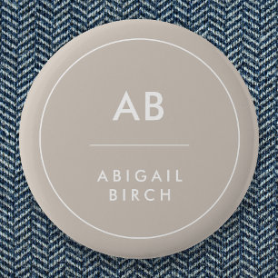 Monogram Modern Minimalist Natural Taupe Button