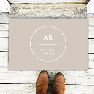 Monogram Modern Minimalist Natural Taupe Doormat