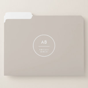Monogram Modern Minimalist Natural Taupe File Folder