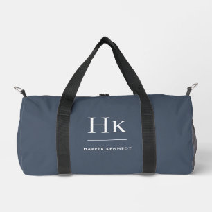 Monogram Modern Minimalist Navy Monogrammed Name Duffle Bag