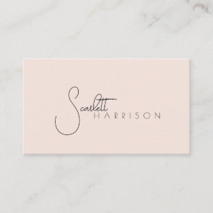 Monogram Modern Minimalist Professional Peach Pink Business Card