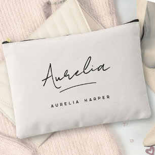 Monogram Modern Minimalist Script Simple Chic Accessory Pouch