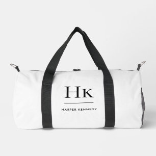 Monogram Modern Minimalist Simple Monogrammed Name Duffle Bag