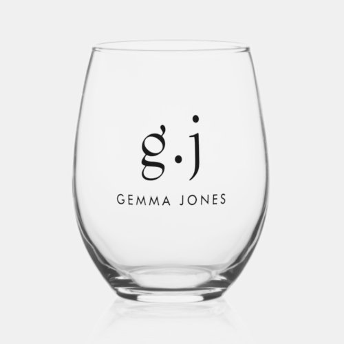 Monogram Modern Minimalist  Stemless Wine Glass
