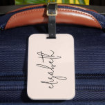 Monogram Modern Minimalist Stylish Blush Pink Luggage Tag<br><div class="desc">Stylish blush pink luggage tag features your name in a modern handwritten script on the front and has a card slot on the back for your details. Perfect for yourself or gift for any occasion.</div>