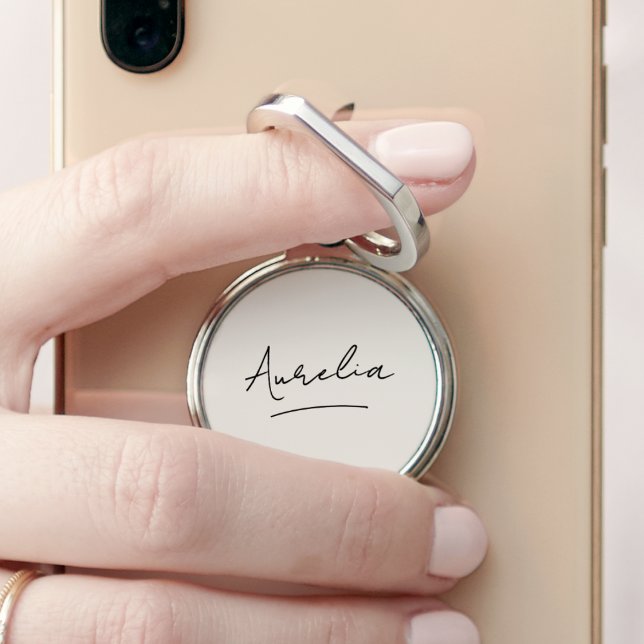 Monogram Modern Minimalist Stylish Feminine Ivory Phone Ring Stand (Creator Uploaded)