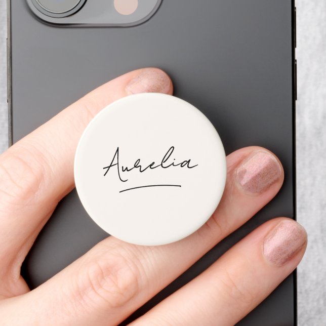 Monogram Modern Minimalist Stylish Name Ivory PopSocket (Creator Uploaded)