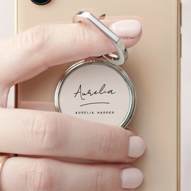 Monogram Modern Minimalist Stylish Signature Phone Ring Stand (Creator Uploaded)
