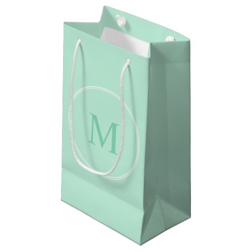 Monogram Modern Mint Green Color Elegant Template Small Gift Bag