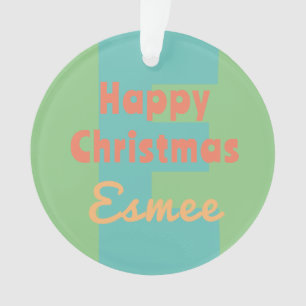 monogram modern mint pink peach Christmas Ornament