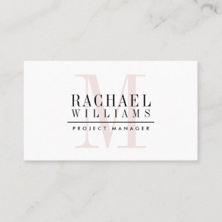 MONOGRAM modern name simple elegant pink black Business Card