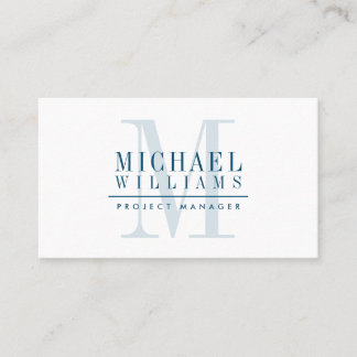 MONOGRAM modern name simple masculine navy blue Business Card