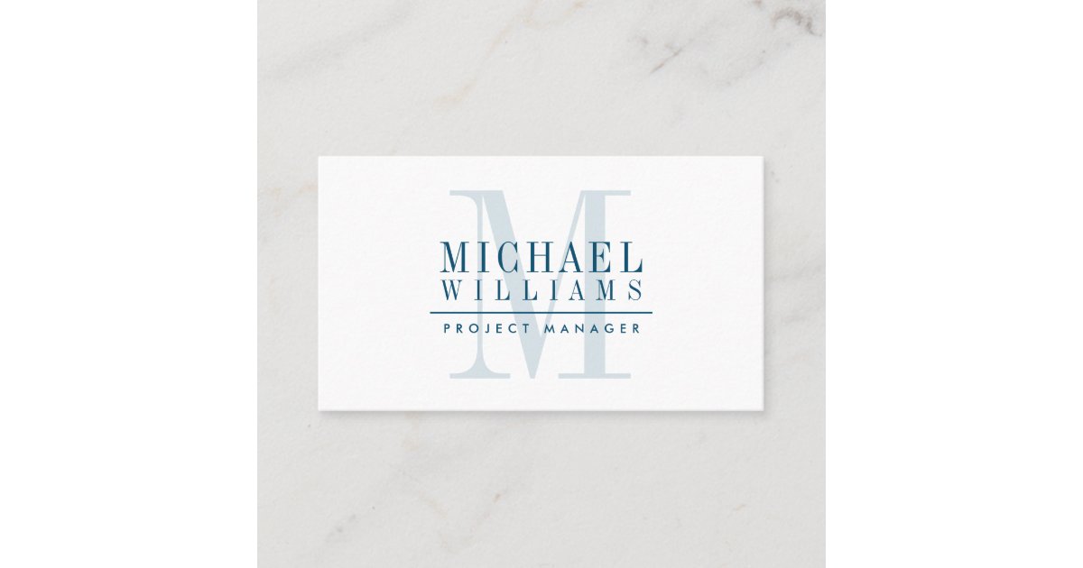 MONOGRAM modern name simple masculine navy blue Business Card | Zazzle