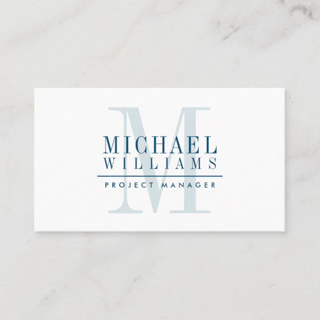 MONOGRAM modern name simple masculine navy blue Business Card | Zazzle