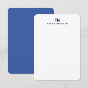 Monogram Modern Navy Blue Typography Note Card