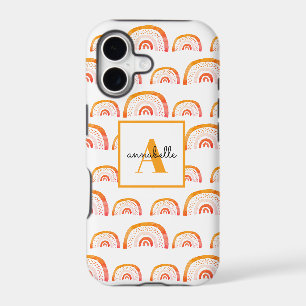 Monogram Modern Orange Watercolor Rainbow iPhone 17 Case