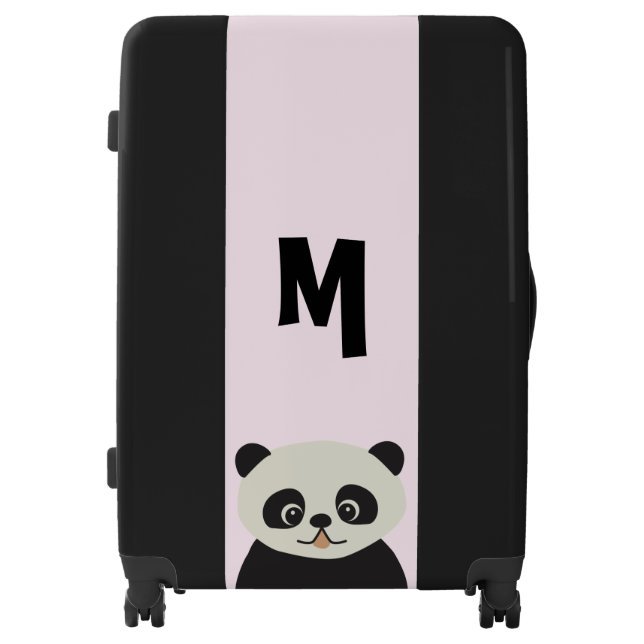 Monogram Modern  Panda Illustration Luggage (Front)
