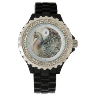 Monogram Modern Peacock Add Your Initial Watch