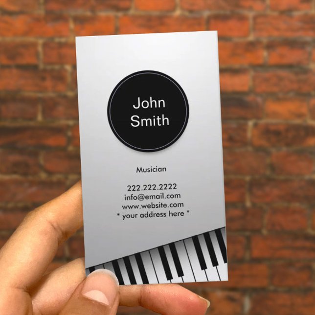 Monogram Modern Pianist Musician Music Business Card (Creator Uploaded)