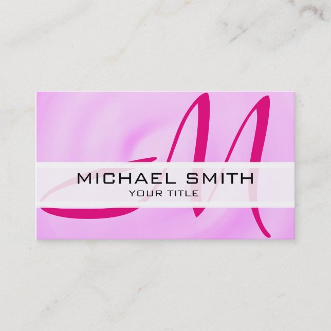 Monogram Modern Pink Abstract Background Business Card (Front)