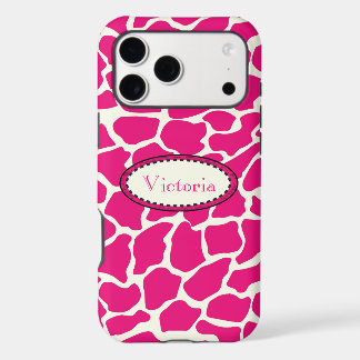 Monogram Modern Pink and Ivory Giraffe Pattern iPhone 17 Pro Max Case
