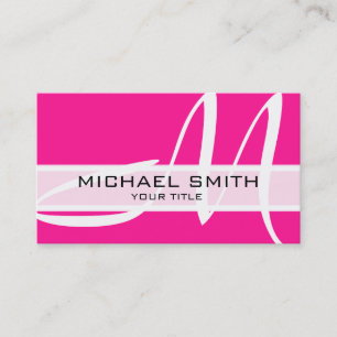 Monogram Modern Pink Background Business Card