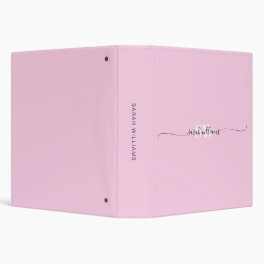 Monogram Modern Pink Elegant Chic Script Name 3 Ring Binder