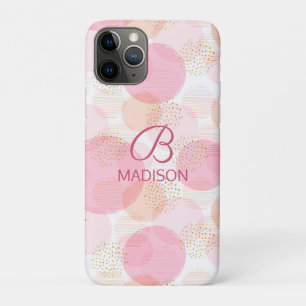 Monogram Modern Pink Girly Glitter Personalized iPhone 11 Pro Case
