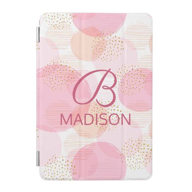 Monogram Modern Pink Girly Glitter Personalized iPad Mini Cover (Front)