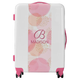 Monogram Modern Pink Girly Glitter Personalized Luggage