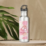 Monogram Modern Pink Girly Glitter Personalized Stainless Steel Water Bottle<br><div class="desc">Monogram Modern Pink Girly Glitter Personalized Water Bottles features a pretty pink dot pattern with gold glitter accents personalized with your monogram and name. Personalize by editing the text in the text boxes provided.</div>