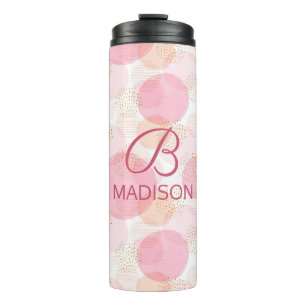 Monogram Modern Pink Girly Glitter Personalized Thermal Tumbler