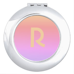 Monogram Modern Pink Stylish Compact Mirror