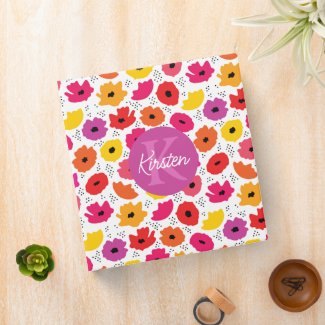 Monogram Modern Poppy Floral Pattern Script Name 