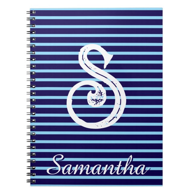 Monogram Modern Preppy Back-To-School Notebook (Front)