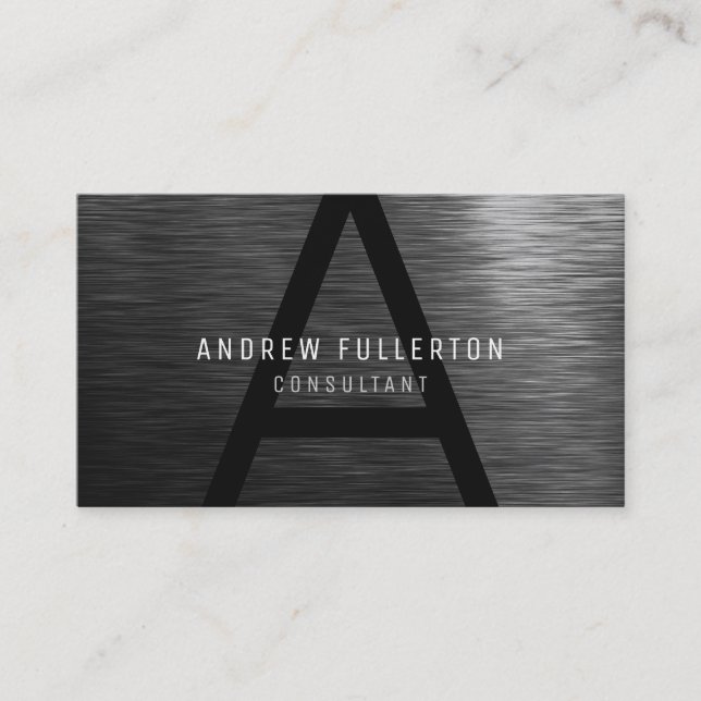Monogram Modern Professional Elegant Black Business Card (Front)
