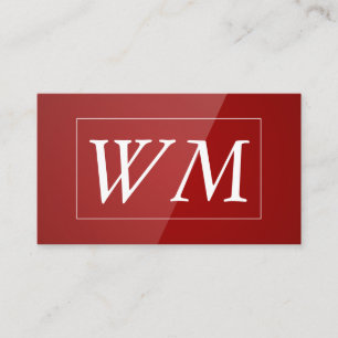Monogram   Modern Red Gloss Business Card