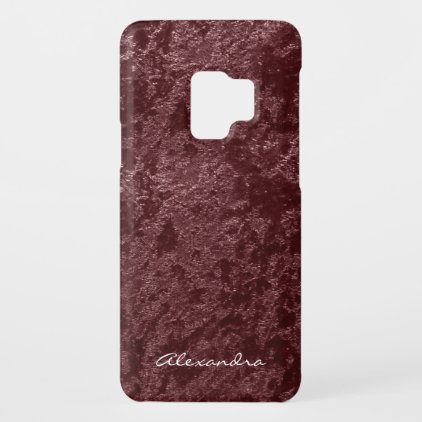 Monogram Modern Red Velvet Faux Fabric Case-Mate Samsung Galaxy S9 Case