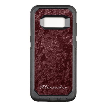 Monogram Modern Red Velvet Faux Fabric OtterBox Commuter Samsung Galaxy S8 Case