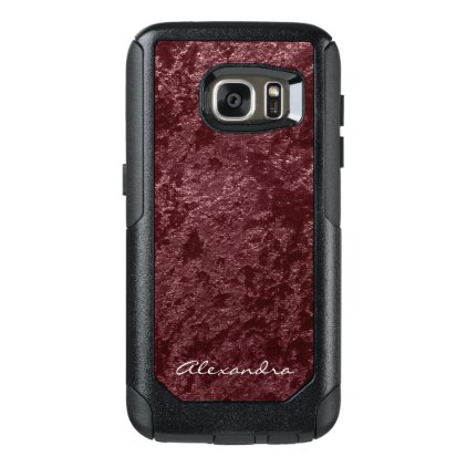 Monogram Modern Red Velvet Faux Fabric OtterBox Samsung Galaxy S7 Case