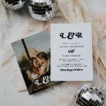 Monogram Modern Retro 70's Wedding Invitation<br><div class="desc">* TO CHANGE THE LETTERS DISPLAYED IN THE MONOGRAM: 1. select "personalize" 2. scroll to the bottom and select "edit using design tool" 3. open up the layers panel (7th option down with "text" being the first option) 4. click the eye that is crossed out next to the letters needed...</div>