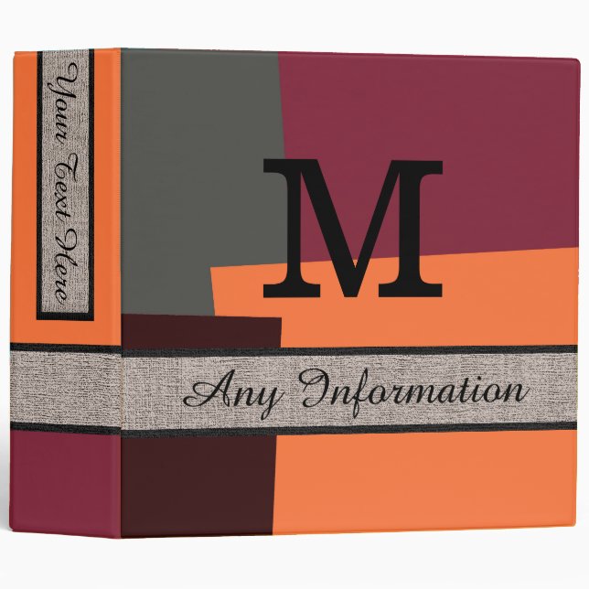 Monogram Modern Retro Colors #5 Binder (Front/Spine)