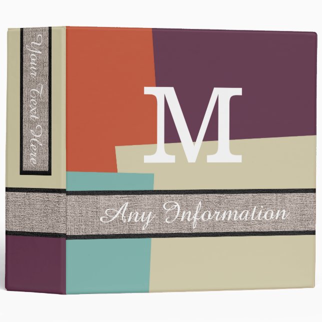 Monogram Modern Retro Colors #7 Binder (Front/Spine)