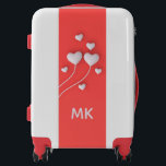 Monogram Modern Romantic Love Hearts Red Luggage<br><div class="desc">Monogram Modern Romantic Love Hearts Red Luggage features modern love hearts on a red background with your personalized monogram at the base. Perfect for newlyweds,  the new Mrs,  engagements,  romantic getaways,  Valentine's Day,  birthday and Christmas. Designed by ©Evco Studio www.zazzle.com/store/evcostudio</div>