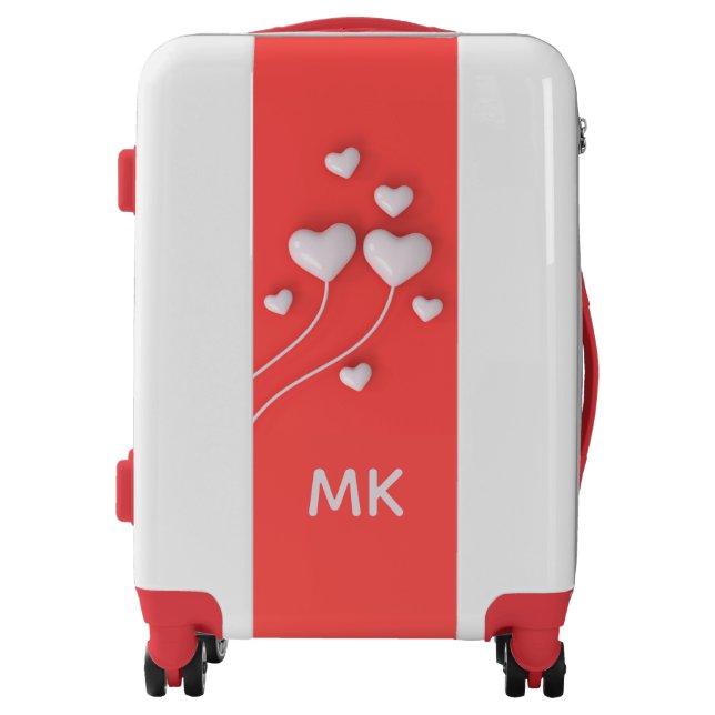 Monogram Modern Romantic Love Hearts Red Luggage (Front)