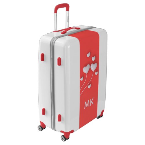 Monogram Modern Romantic Love Hearts Red Luggage