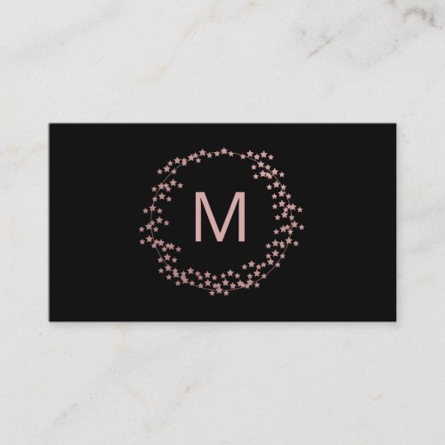 Monogram Modern Rose Gold Stars Business Card